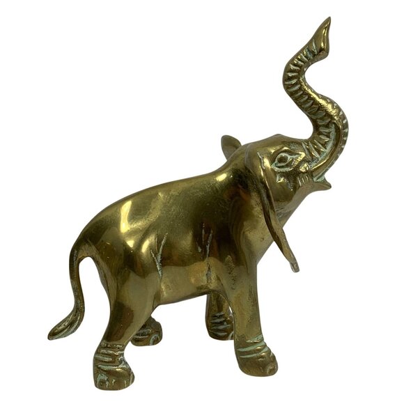 Solid Brass Elephant Figurine Lucky Trunk Up By Leonard Silver Mfg Co. Korea - Picture 5 of 9